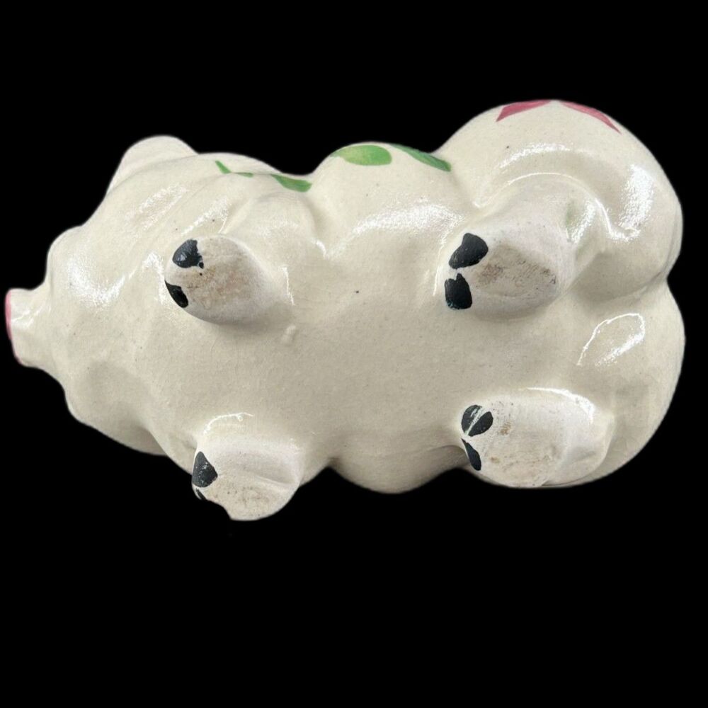 VTG Sm Ceramic Pig Planter Hand Painted Floral Minor Crazing 5"L x 2 3/4"W x 3"H - Picture 4 of 9